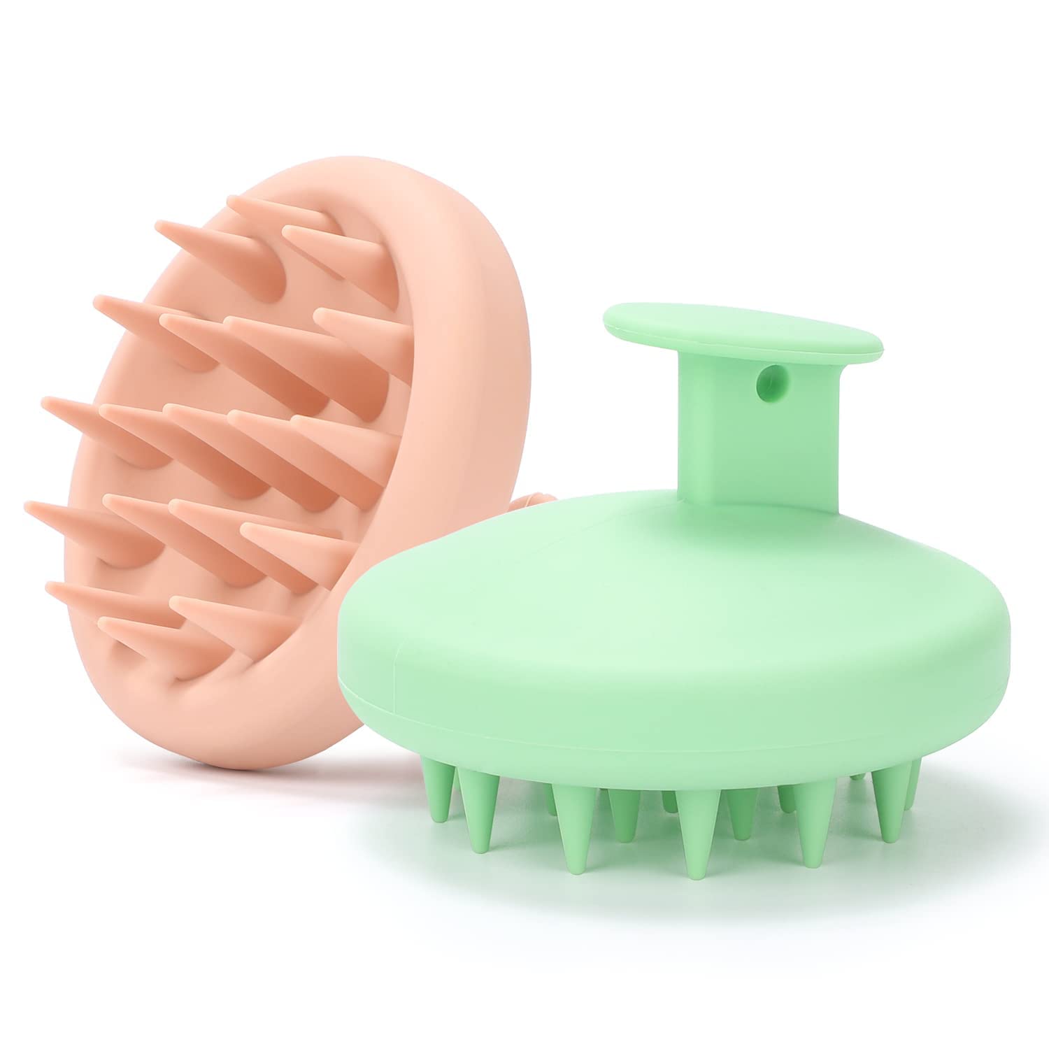 JIBARO 2 Pack Silicone Scalp Massager Shampoo Brush, Hair Scrubber With Soft Silicone Bristles For All Hair Types, Dry & Wet Scalp Brush/Exfoliator Brush For Hair Growth & Scalp Care,Head,Multicolor