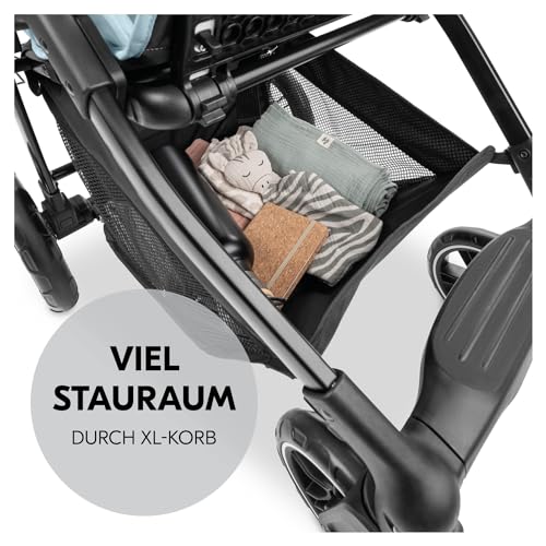 hauck Shop N Care, Dusty Blue - Kinderbuggy mit Liegefunktion ab Geburt bis 22 kg, Becherhalter und Snack Tablett, Klein Zusammenklappbar, UV Schutz 50+, XL Korb bis 3 kg