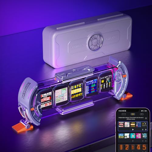 Divoom Times Gate - Cyberpunk Gaming Setup Digital Alarm Clock, Smart APP, WiFi Connect, RGB LED Display, Personalized Financial & Bitcoin Dashboard,