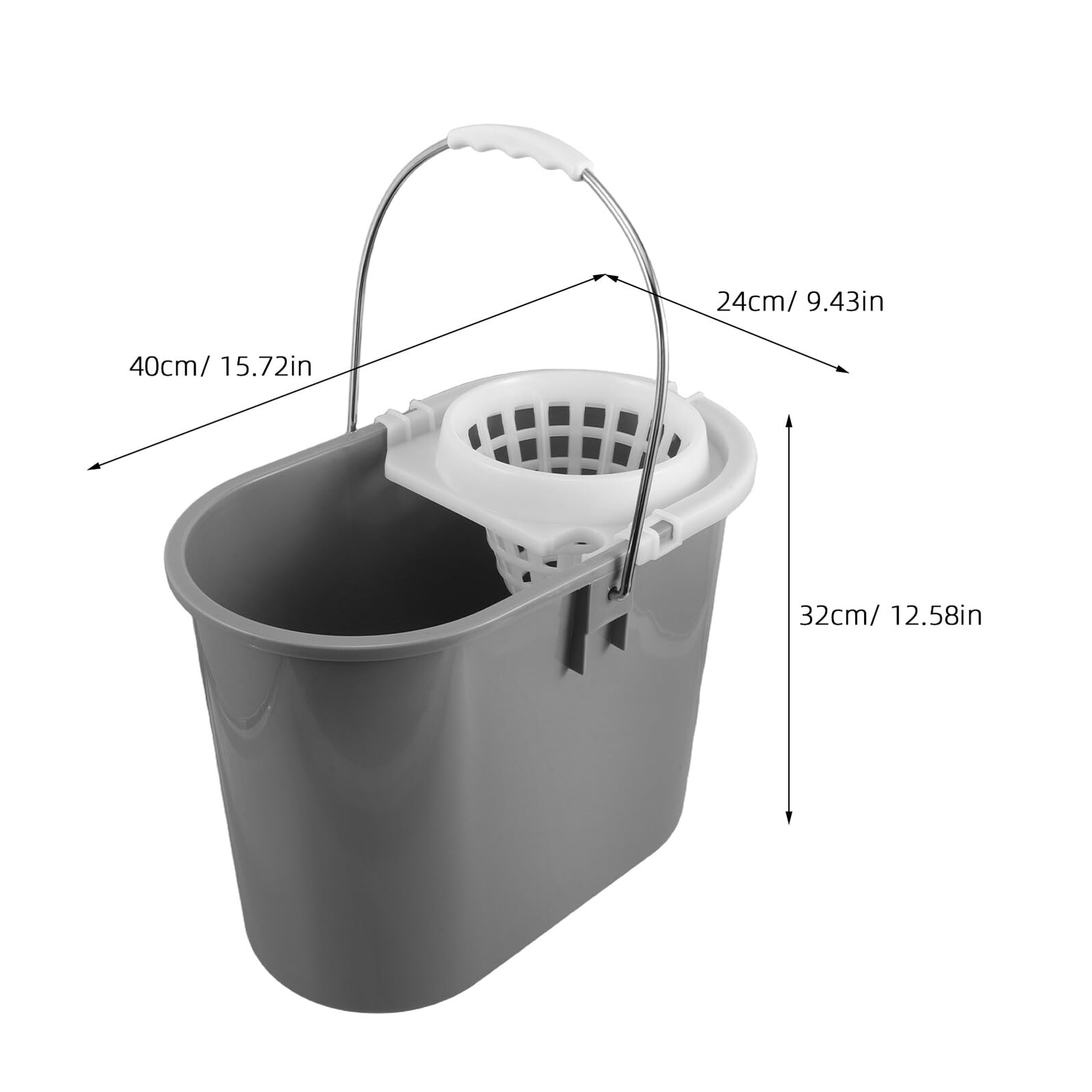 Cabilock Cubo para Fregona Comercial Gris 236 con Malla Lateral de Presión, Pieza para Trapeador Redondo, Accesorio Resistente para Limpieza de Pisos en Hoteles y Restaurantes