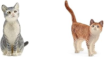 Schleich 13771 Farm World Cat Figure, Gray & Farm World Cat Figure, 13836 Purchase Set