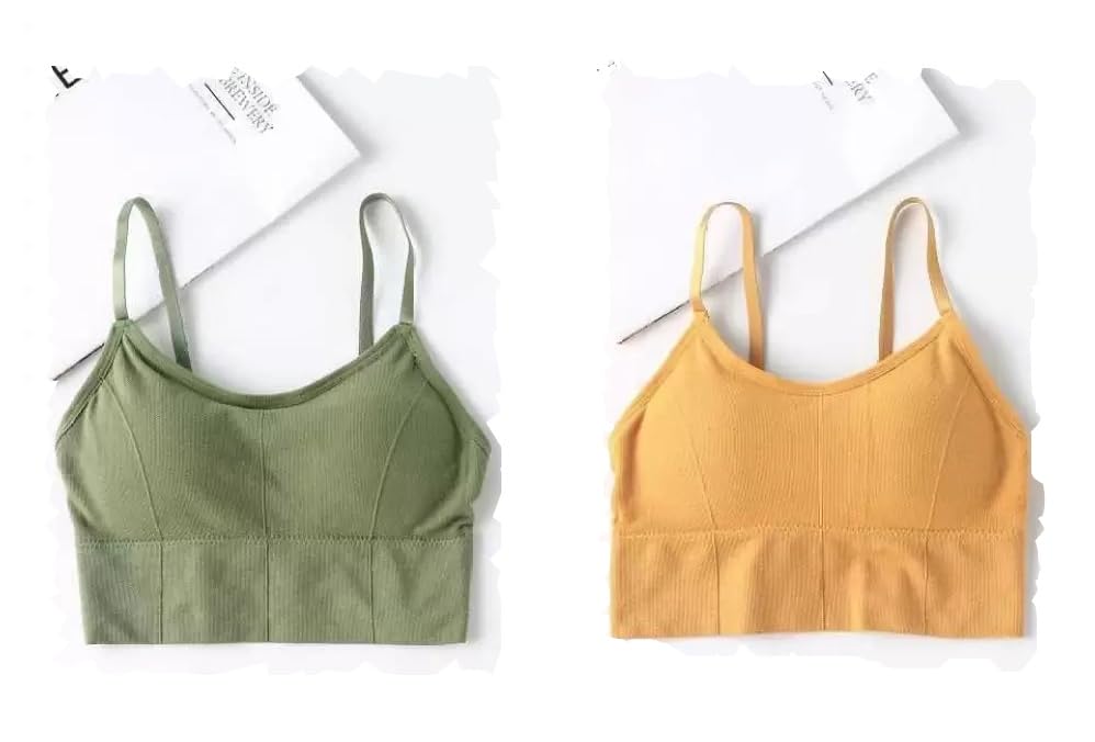 Image of Acnos Cotton Pack of 2 Women Sports Lightly Padded Bra Combo (Free Size Fit Up To 28-30-32-34)