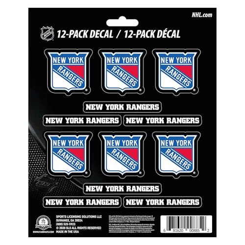 New York Rangers NHL Mini Decals 12 pack