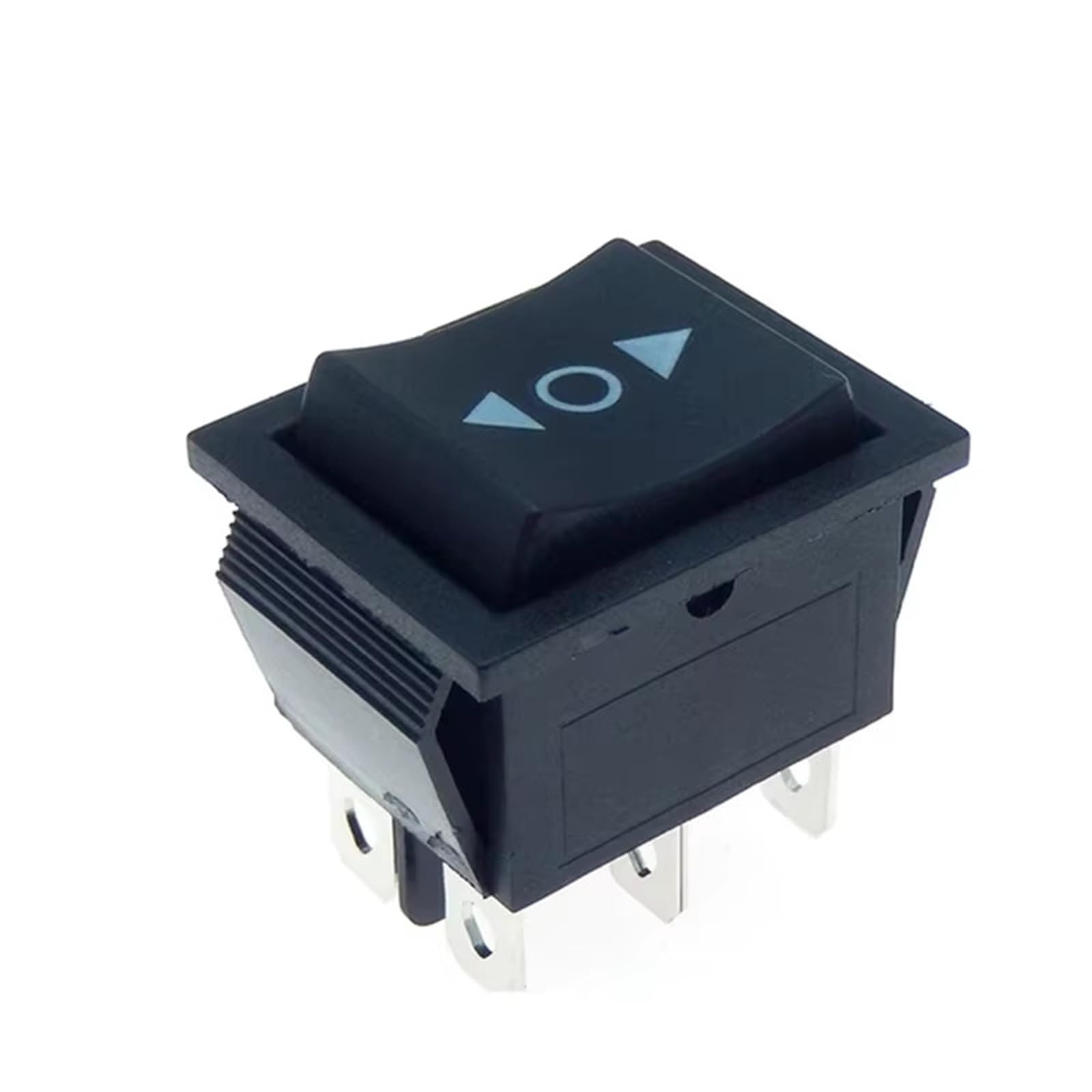 Czarny przełącznik kołyskowy KCD4 25 x 31 mm, 6-biegunowy, podwójny reset, 16 A 250 V, 20 A 125 V AC, automatyczny, 1 szt. (6-pinowy automatyczny reset)