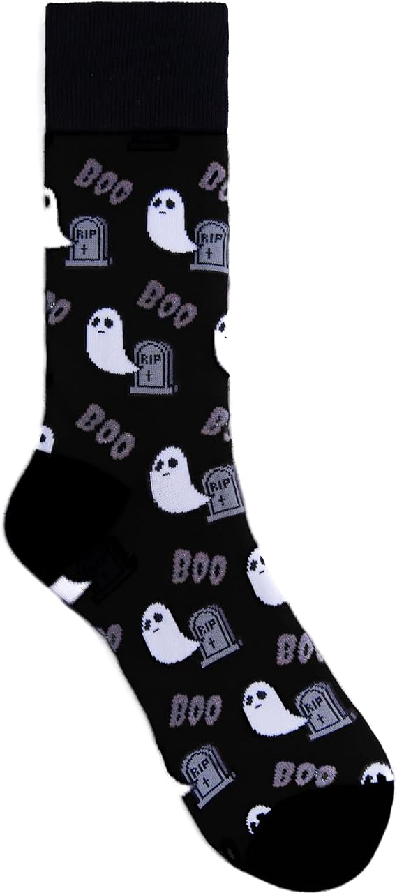 Parquet Halloween Crew Socks for Men and Women - Witches Skeletons Skulls and Jack o lanterns