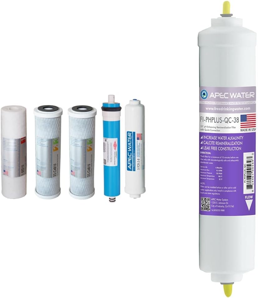 APEC Water Systems FILTER-MAX90-38 Reverse Osmosis Water Filter Replacement Set + Alkaline Filter