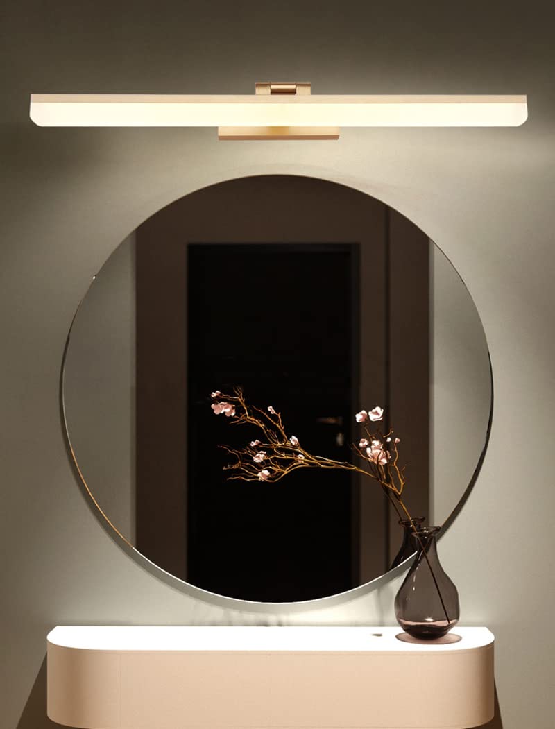 Lámpara de pared LED para espejo de baño, luz blanca cálida, 180°, moderna, 3000 K, color dorado, 60 cm