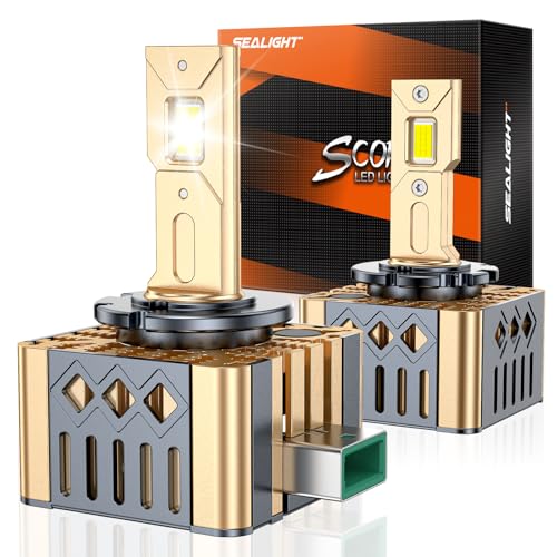 SEALIGHT D3S D3R LED Bulbs, 6000K Plug and Play Cool White for HID Assembly Xenon HID Bulbs Replace 66340 42403 42302 Fog Light Bulbs, Pack of 2