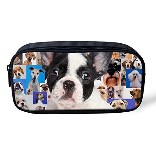 Funny Boston Terrier Print Pencil Case Durable Pen Box Large Capacity Pencil Box Children Kids