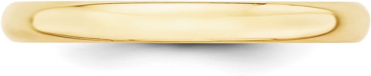 10k Yellow Gold Half Round Wedding Band Ring for Men or Women 2.5mm Solid Unisex Band with Polished Finish Lightweight Stackable Classic Everyday Commitment or Anniversary Engravable Ring