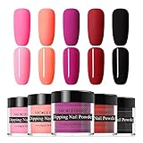NICOLE DIARY Dipping Nail Powder Kit 10g Red Black Matte Series French Nails Dipping System Nail Art Decoration(5 Colors/set)