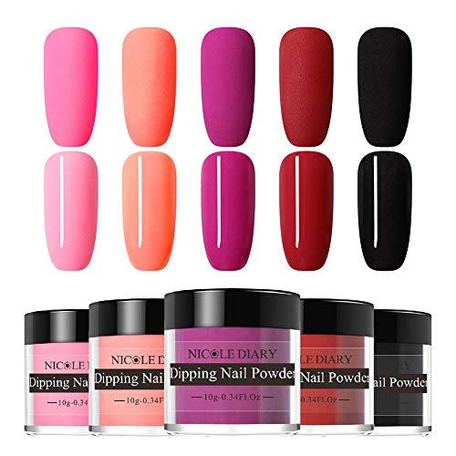 NICOLE DIARY Dipping Nail Powder Kit 10g Red Black Matte Series French Nails Dipping System Nail Art Decoration(5 Colors/set) NICOLE DIARY Dipping Nail Powder Kit 10g Red Black Matte Series French Nails Dipping System Nail Art Decoration(5 Colors/set)