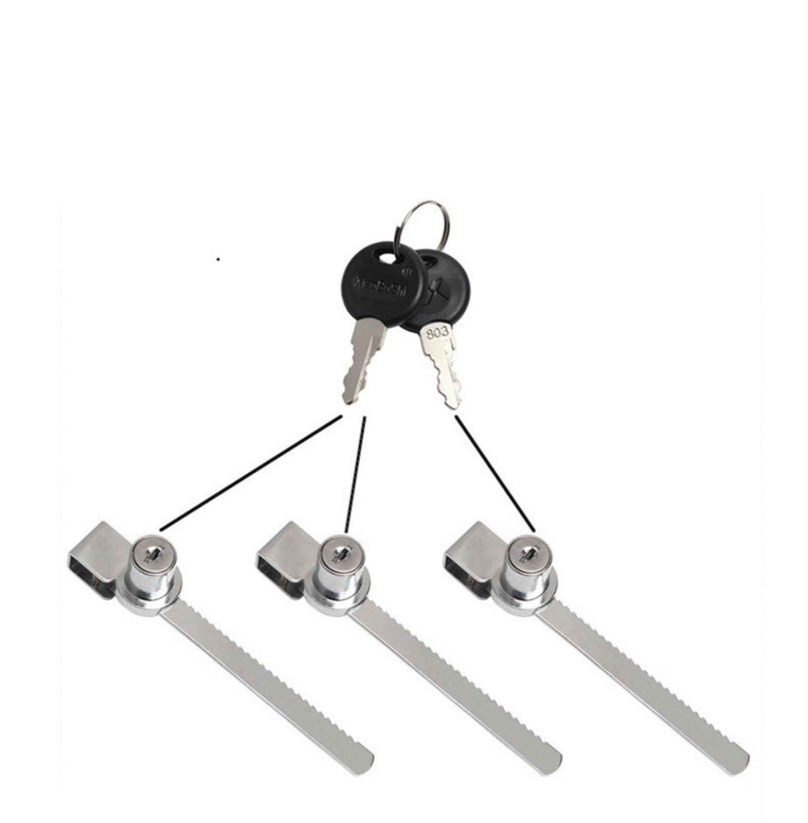 Serrure de meuble pour porte en verre avec kit complet de 5 clés pour armoire