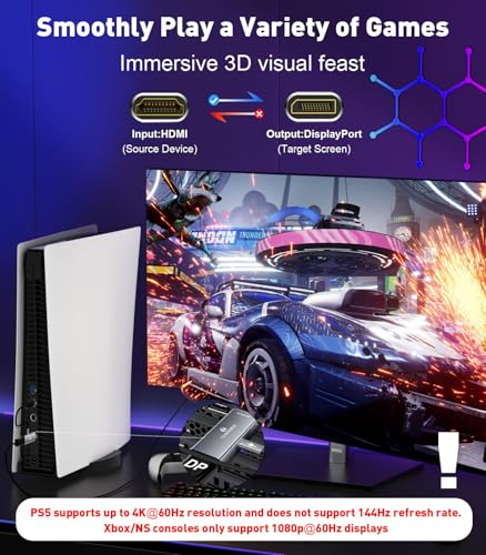 THANDBLE HDMI to DisplayPort Adapter (4K@60Hz) HDMI (Souce) to DP (Display) Converter Male to Display Port Female Compatible with Laptops, Graphics Cards, PS5, AMD,NVIDIA (1 Pack) - Image 2