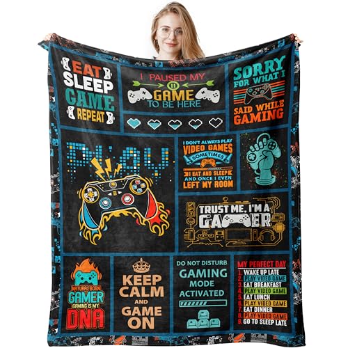 Jinmaple Gamer Gifts for Men, Best Gaming Gifts, Gifts for Gaming Blanket 150x130CM, Brother Gifts for Gamers, Game Room Decor Gift for Men/Gamer, Video Game Gift, Teen Gifts for Birthday