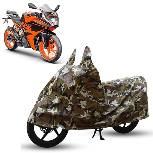 Image of Sulfar Bike Cover for KTM RC 200 (Sports Faired) | Waterproof, Dustproof & UV Protected | All Weather Two Wheeler Cover (Army Green) New 2026 Variants