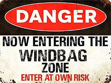 WINDBAG Danger You are Entering Zone Rustic Vintage Look 6" Wide Decal Bumper Sticker for use on Any Smooth Surface