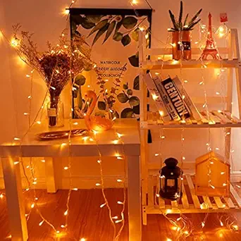 wipro Garnet 12 Stars Curtain LED Festive Lights | Indoor String Lights | Decoration for Diwali, Christmas, Wedding, New Year and Home |6 Large and 6 Small Stars | Warm White, 108 LEDs, Pack of 1