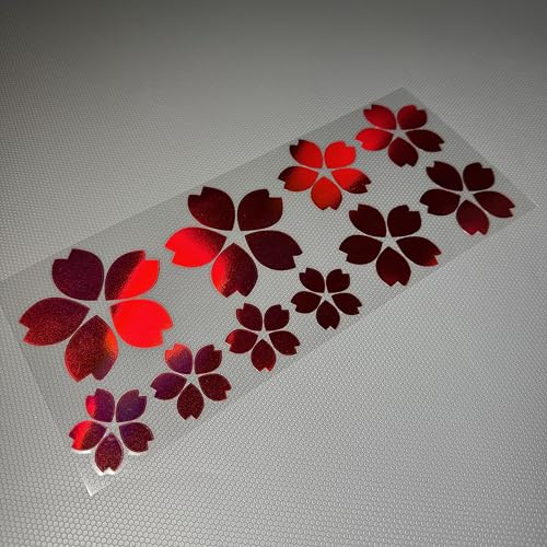 Image of Creative Fashion Flower Cherry Blossoms Petal Leaves Motor Bike Stickers Auto Body Car Styling PVC Decals (Laser Red)
