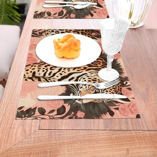 Set de table léopard PVC 45x30 cm lavable et résistant - 8