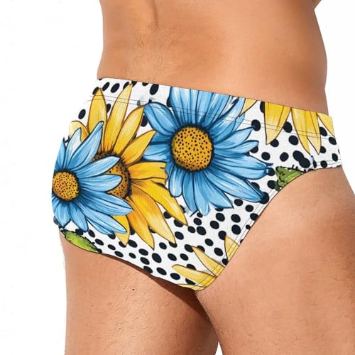 Sunflower Black White Spotted Mens Swim Briefs Quick Dry Swim Trunk Bikini Underwear Swimsuit3