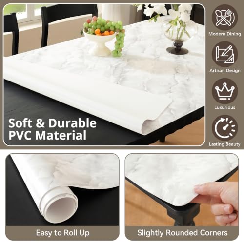 Image of LovePads Marble-Look Table Protector, 16x32 in Nightstand Table Cover