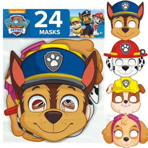 Unique Paw Patrol Party Favors Masks | 24 Count | For Kids Birthday Party Favors and Decorations | Officially Licensed | includes Checklist