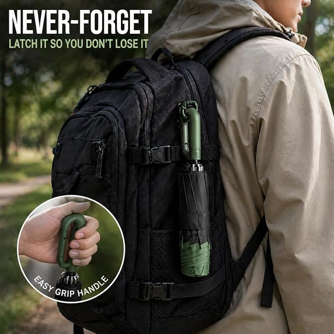 Image of UV Reversible Umbrella with Novelty Carabiner Handle, Travel-Friendly Umbrellas for Sun & Rain Protection, Windproof Compact, Automatic Open /Close,Plant Cutter for Home Garden Men and Women