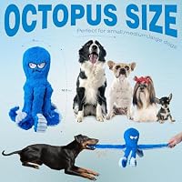 LEGEND SANDY Tough Dog Toys, Stuffed Chew Large Dog Toys to Keep Them Busy, Interactive Squeaky Tug of War Doggie Toy, Crinkle Blue Octopus — image 5
