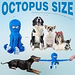 LEGEND SANDY Tough Dog Toys, Stuffed Chew Large Dog Toys to Keep Them Busy, Interactive Squeaky Tug of War Doggie Toy, Crinkle Blue Octopus - Image 5