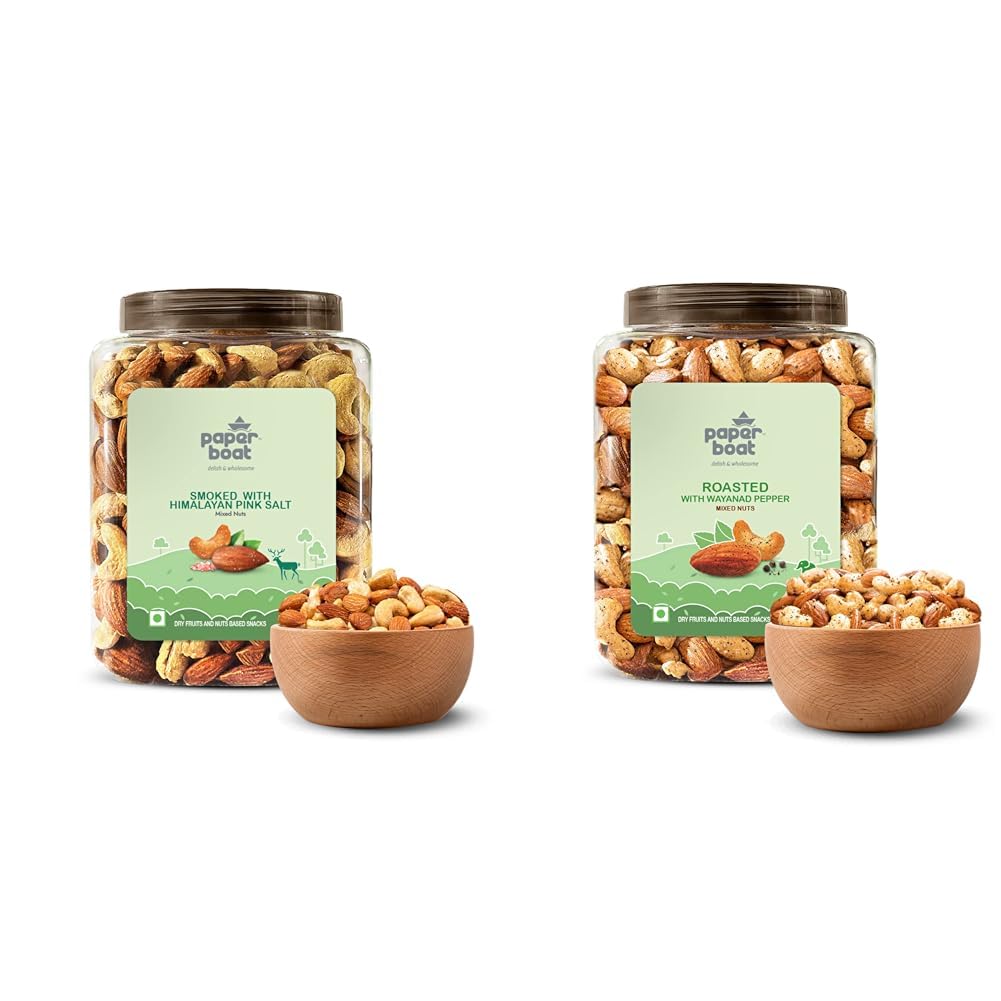 Paper Boat Premium Smoked and Roasted Nuts with Himalayan Pink Salt, Almonds & Cashews Mix, + Paper Boat Roasted Mixed Nuts with Wayanad Pepper, Premium Dry Fruit Mix | Almonds & Cashews,1-image-41
