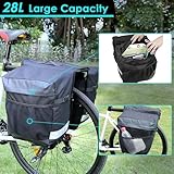 Eyein Bike Pannier Rear Rack Bag, 28L Waterproof Double Bicycle Rear Seat Trunk Carrier, Reflective Anti-Tear Cycle Saddle Luggage Pack Storage Pouch for Grocery Shopping Commuter Long Cycling Touring - Image 2