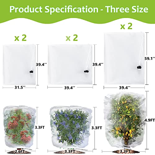 6 Packs Fruit Tree Netting, 3 Size (3.3 X 4.9 Ft) Garden Netting Pest Barrier, Garden Mesh Netting With Drawstring, Blueberry Netting, Garden Netting, Plant Netting, Insect Netting For Garden #TOP1