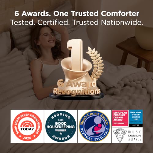 Image of Bedsure Gentlesoft 2-in-1 Full Comforter Set and Detachable Fluffy Blanket, Beige Bedding Set for All Season Use, Detachable Design for Space Saving (Includes 2 Pillow Shams, 2 Pillowcases)