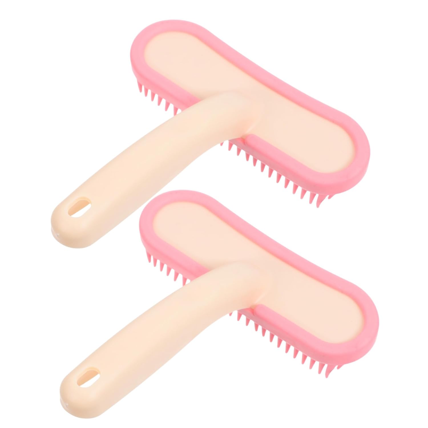 2pcs Rabbit Grooming Comb Silicone Handheld Hair Remover Pink Large | Wet and Dry Dual Use, Arc Ergonomic Grip, Gentle Wide-surface Massage for Adult Rabbits