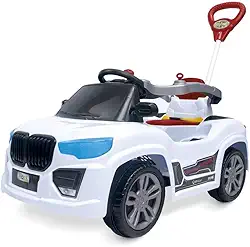 Carrinho de Passeio Infantil BM CAR Branco | Andador, Carrinho Empurrador, Veículo Infantil com Volante e Proteção, Suporta até 30KG