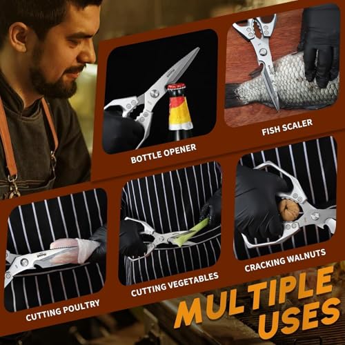 image for HUUSK Kitchen Scissors All Purpose - Stainless Steel Kitchen Shear, Sh