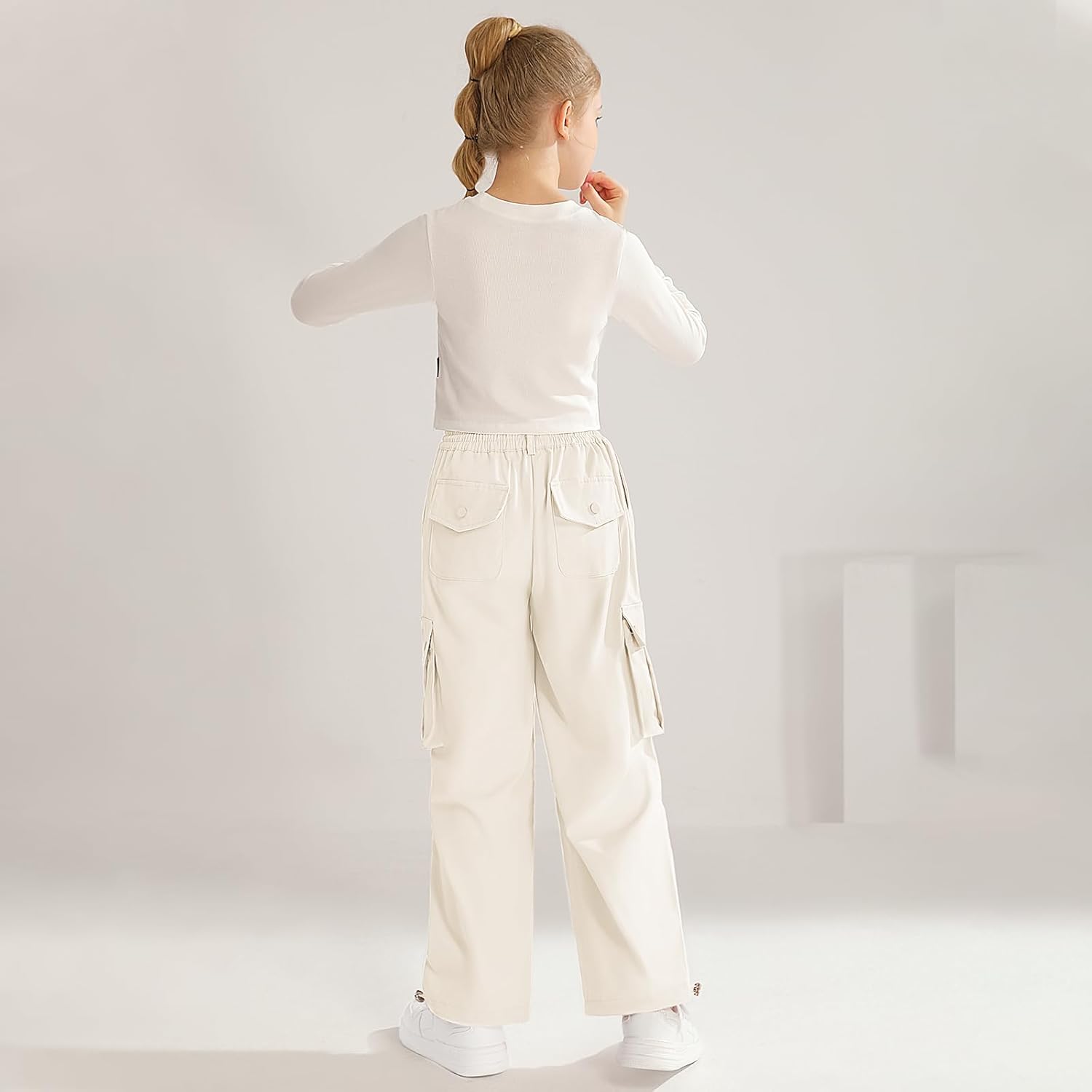 Girls Cargo Jogger Pants Parachute Pants with Elastic Waist and Pockets Cargo Trousers for Teens Girls 7-14 Years - Image 6