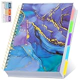 5 Subject Notebook for Work with Removable Dividers Tabs, Large 8.5' x 11 Spiral Lined Notebooks for School Note Taking & Organizer, A4 240 Pages College Ruled Journal for Women & Writing, Purple