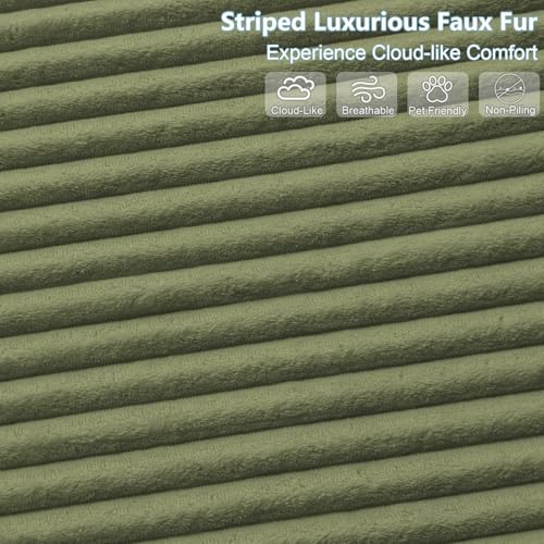 Image of 96 inch Boneless Cloud Sectional Couch Modular Sofa with Ottoman | Modern U-Shaped Couches, Comfy Corduroy Memory Foam Sofas with Oversized Chaise for Living Room (Green,Left-Facing Chaise)