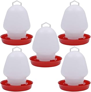 VILLCASE Chicken Feeder Chick Waterer 5pcs Thickened Plastic Poultry Drinker Chick Waterer Kit 1.5L Waterer Hanging Poultry Water Container for Home Farm Shop Quail Waterer Chicken Water Feeder