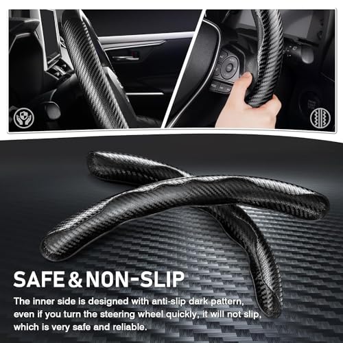 Image of Universal Carbon Fiber Car Steering Wheel Cover Anti-Skid, Butterfly Steering Wheel Cover, Non-Slip Segmented Steering Wheel Protector, Fit for 99% Cars, Car Interior Accessories.