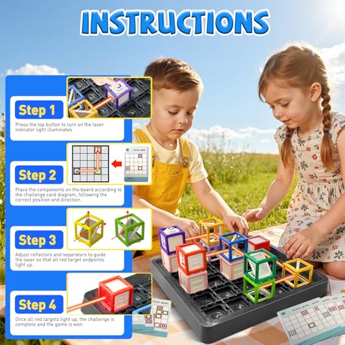 Laser Maze Reasoning Game – STEM Light Reflection Logic Toy for Kids Ages 8-13 – Brain Teaser & Strategy Board Game – Boosts Logic Thinking & Problem Solving – Ideal Christmas & Birthday Gift - Image 4