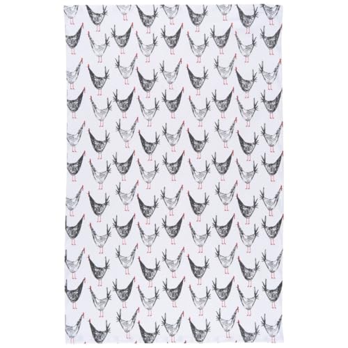 Image of Now Designs by Danica 18 inch x 28 inch Printed Dishtowel | Chicken Scratch
