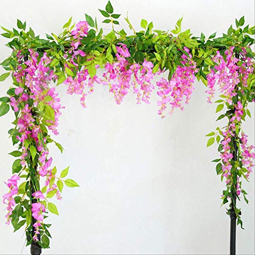 MYQG Flor Artificial Cuerda Artificial Wisteria Vid Guirnaldas Plantas Deja Al Aire...