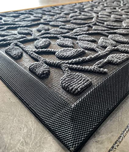 Felpudo Qingbei Ruina para exterior, con parte trasera antideslizante, alfombra para entrada de interior, para puerta de casa, color negro antracita (60 x 90 cm) Cover