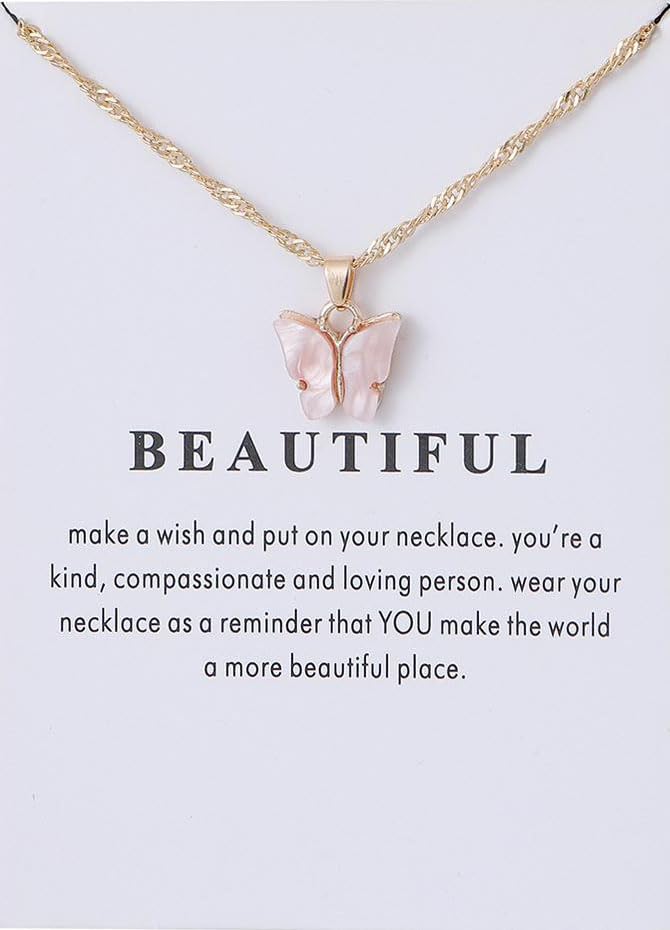Rrdaily 8 Pcs Butterfly Necklace Bulk Gifts for Women, Cute Friendship Necklace Set for Mother's Day Birthday Christmas Party Favors Jewelry3