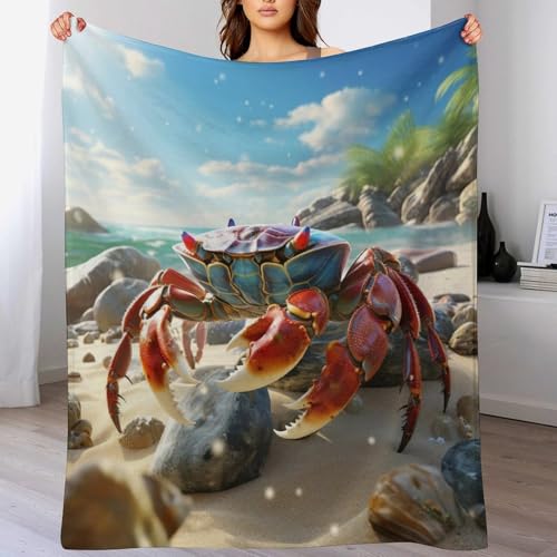 Couverture légère en polaire pour éliminer les frissons sur le canapé motif crabe 3D - 2
