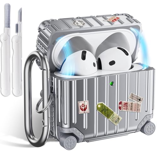 CAGOS for AirPods 4P[X 2024 GA|bc4pJo[ GA[|bY4 P[ X CbNt  TPU+PCf ۂ 4یJo[ L[fUC   Jrit LEDCg C