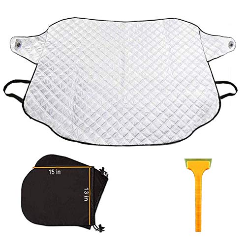 Car Windshield Snow Ice Cover,Windshield Frost Covers,Car Wiper Visor Frost Guard Protector,All Weather Summer Windproof Sun Shade for Cars/Trucks/Vans /SUV with Snow Shovel and Two Side Mirro Covers